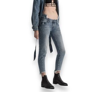 ONE TEASPOON Blue Society FREEBIRDS Distressed Step Hem Skinny Jeans 25